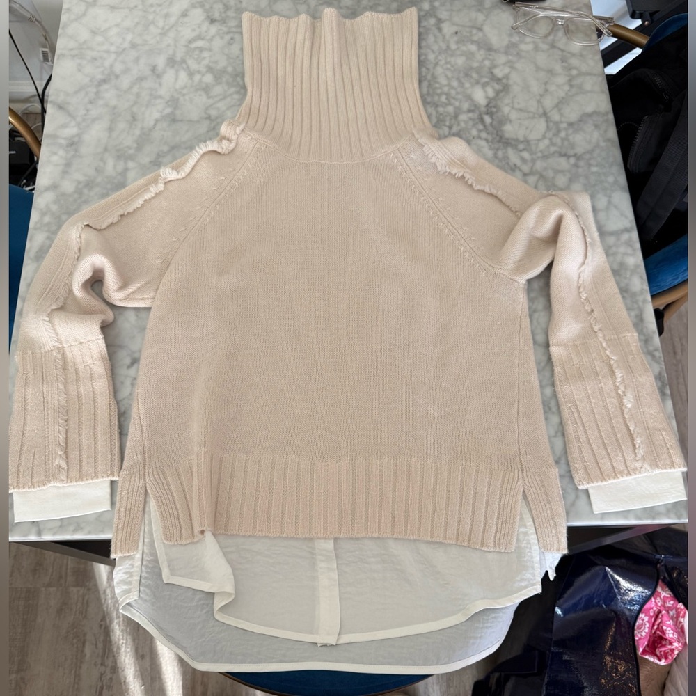 Brochu Walker Cream Layered Turtleneck Sweater